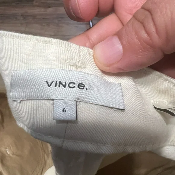 Vince Cropped Wide Leg Pants Cream Linen Blend Culotte Minimalist Size 6 - Picture 5 of 11